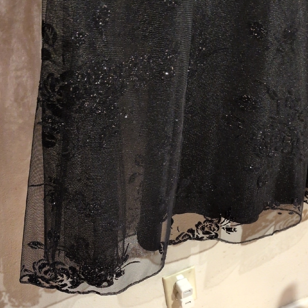 Alex Evenings Black Floral Midi Dress 4P - Picture 7 of 10